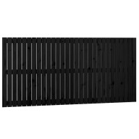 Produktbild för Väggmonterad huvudgavel svart 185x3x90 cm massiv furu