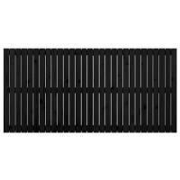 Produktbild för Väggmonterad huvudgavel svart 185x3x90 cm massiv furu