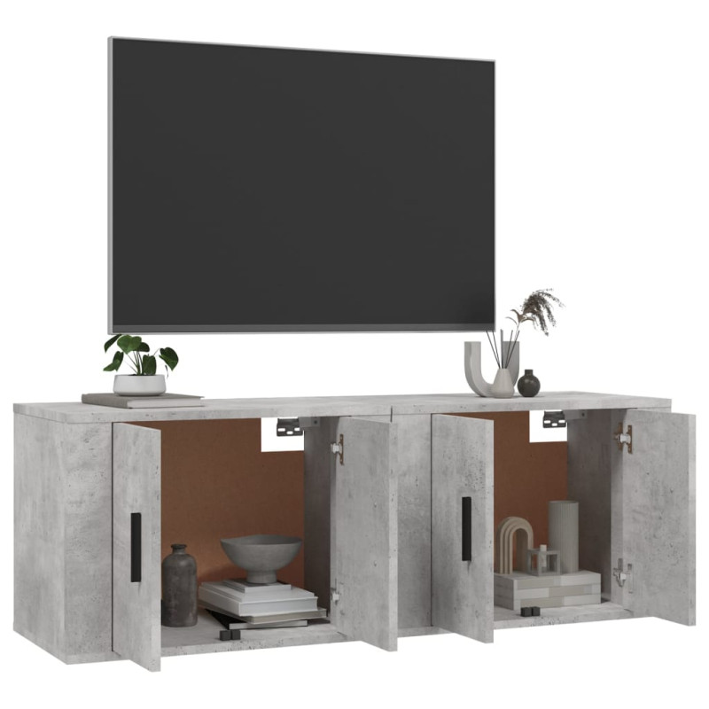 Produktbild för Väggmonterade tv-skåp 2 st betonggrå 57x34,5x40 cm