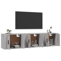 Produktbild för Väggmonterade tv-skåp 3 st grå sonoma 57x34,5x40 cm