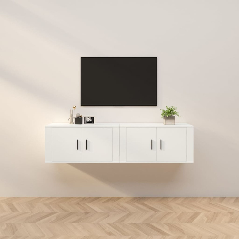 Produktbild för Väggmonterade tv-skåp 2 st vit 80x34,5x40 cm