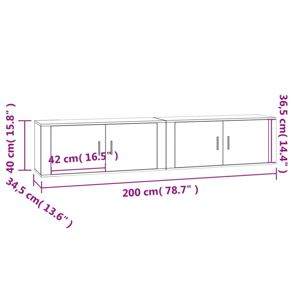 Produktbild för Väggmonterade tv-skåp 2 st Sonoma ek 100x34,5x40 cm