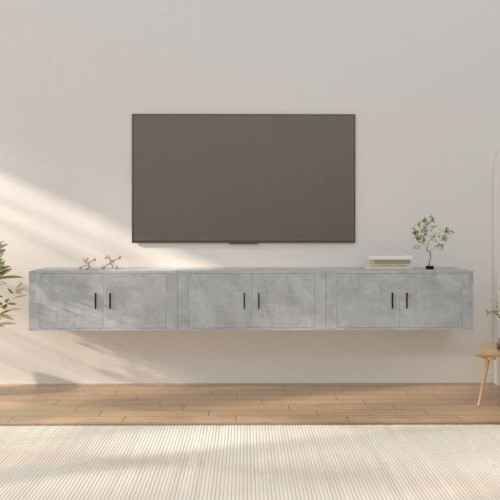 vidaXL Väggmonterade tv-skåp 3 st betonggrå 100x34,5x40 cm