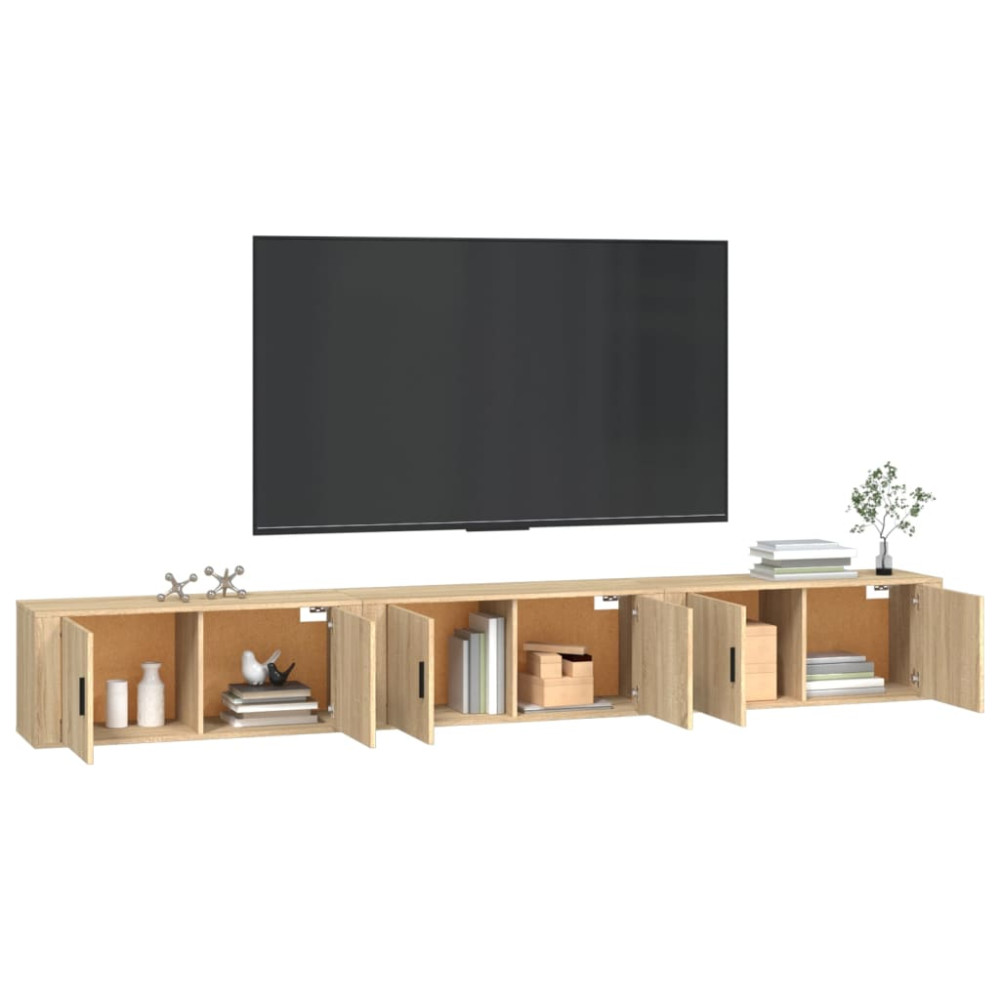 Produktbild för Väggmonterade tv-skåp 3 st Sonoma ek 100x34,5x40 cm