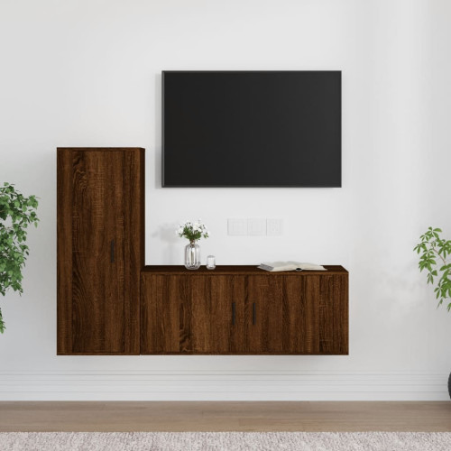 vidaXL TV-bänk 2 delar brun ek konstruerat trä