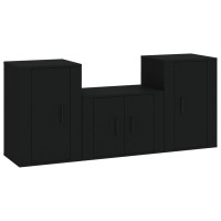Produktbild för Tv-bänkar 3 delar svart konstruerat trä
