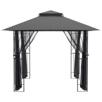 Produktbild för Paviljong med sidoväggar antracit 300x300x270 cm stål