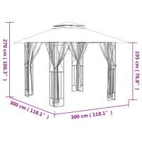 Produktbild för Paviljong med sidoväggar antracit 300x300x270 cm stål