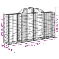 Produktbild för Gabioner bågformade 7 st 200x30x100/120 cm galvaniserat järn