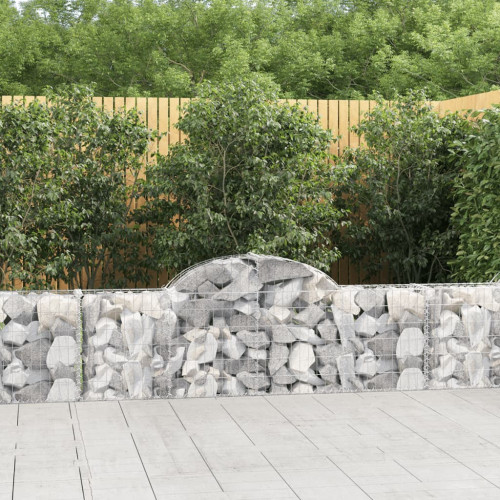 vidaXL Gabion bågformad 2 st 200x30x60/80 cm galvaniserat järn