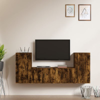 Produktbild för Tv-skåp 4 delar Rökfärgad ek konstruerat trä