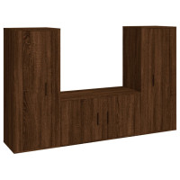 Produktbild för TV-bänk 3 delar brun ek konstruerat trä