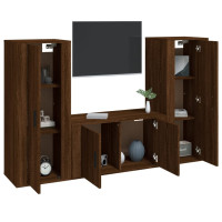 Produktbild för TV-bänk 3 delar brun ek konstruerat trä