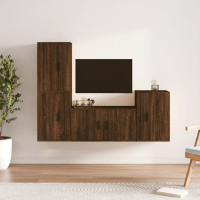 Produktbild för Tv-skåp 4 delar brun ek konstruerat trä