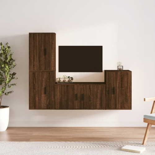 vidaXL Tv-skåp 4 delar brun ek konstruerat trä