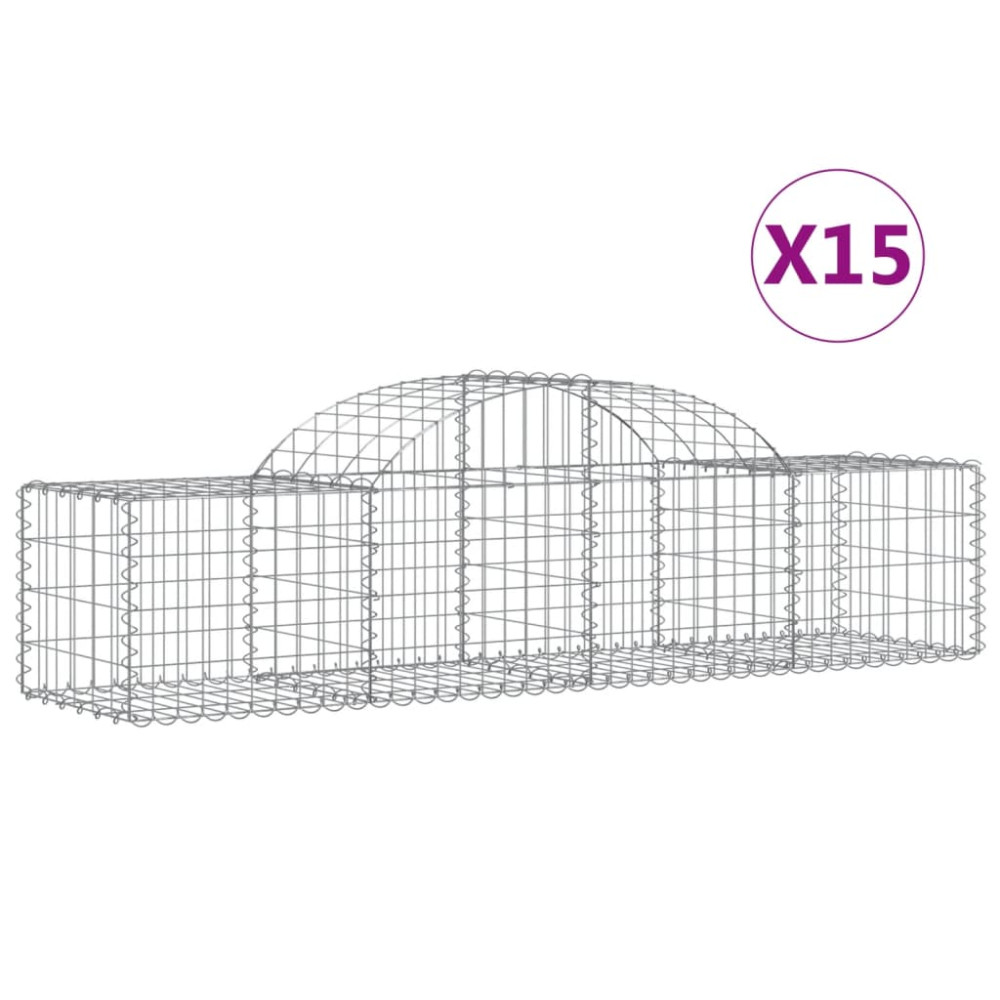 Produktbild för Gabioner bågformade 15 st 200x50x40/60 cm galvaniserat järn
