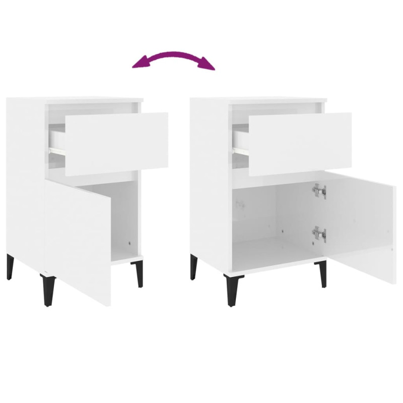 Produktbild för Sängbord 2 st vit högglans 40x35x70 cm