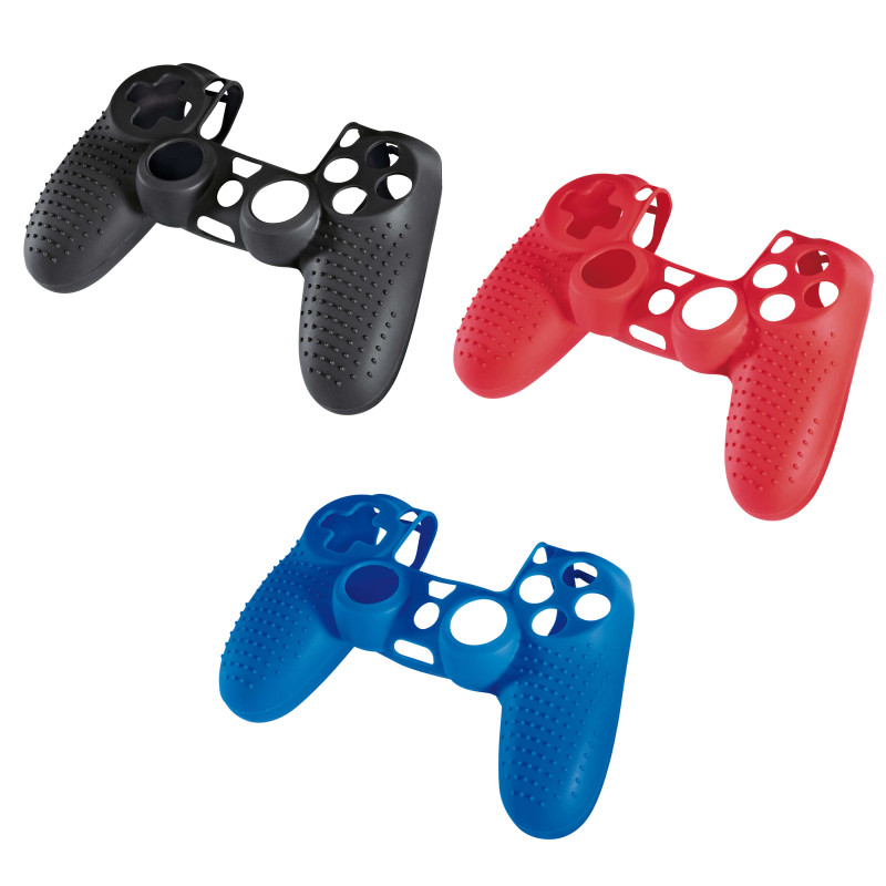 Produktbild för PS4 Handkontrollsskydd 3st, Svart Röd Blå i Silikon
