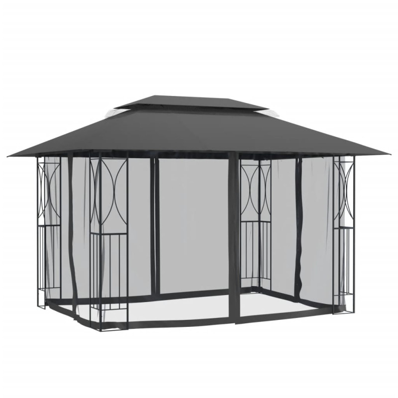 Produktbild för Paviljong med sidoväggar antracit 400x300x270 cm stål