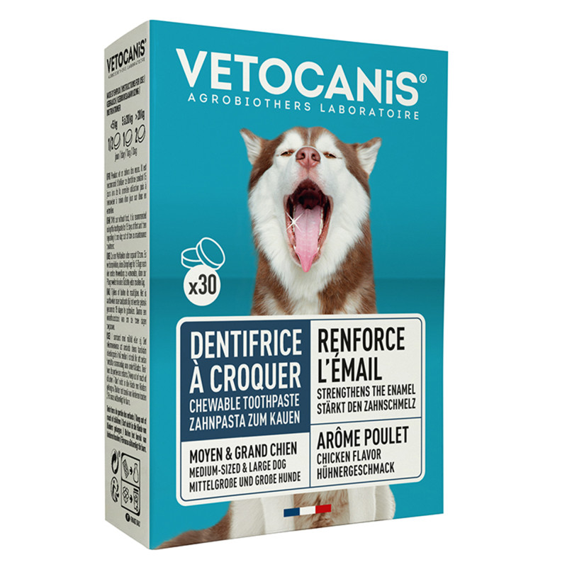 Produktbild för Tandtabletter Hund Vetocanis 30 st.