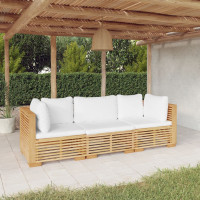 Produktbild för Loungegrupp för trädgården med dynor 3 delar massiv teak