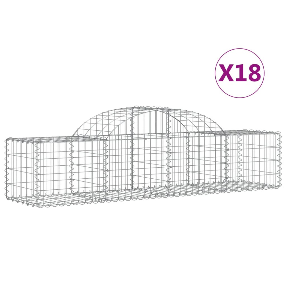 Produktbild för Gabioner bågformade 18 st 200x50x40/60 cm galvaniserat järn