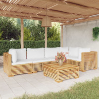 Produktbild för Loungegrupp för trädgården med dynor 6 delar massiv teak