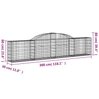 Produktbild för Gabion bågformad 300x30x60/80 cm galvaniserat järn