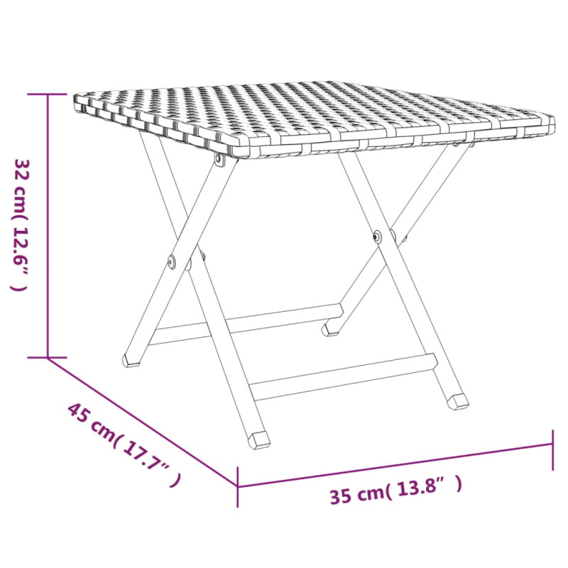 Produktbild för Hopfällbart bord grå 45x35x32 cm konstrotting