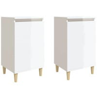 Miniatyr av produktbild för Sängbord 2 st vit högglans 40x35x70 cm konstruerat trä
