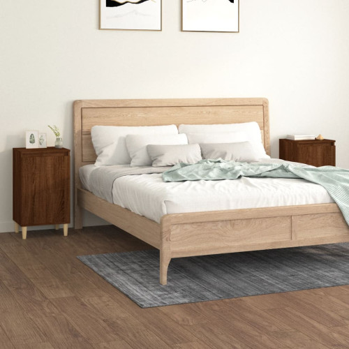 vidaXL Sängbord 2 st rökfärgad brun ek 40x35x70 cm konstruerat trä