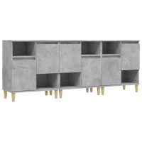 Produktbild för Skänk 3 st betonggrå 60x35x70 cm konstruerat trä