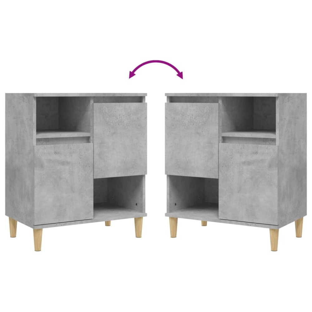 Produktbild för Skänk 3 st betonggrå 60x35x70 cm konstruerat trä
