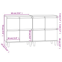 Produktbild för Skänk 2 st vit högglans 60x35x70 cm konstruerat trä