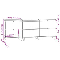 Produktbild för Skänk 3 st vit högglans 60x35x70 cm konstruerat trä