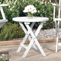 Produktbild för Hopfällbart trädgårdsbord vit Ø 46 cm massivt akaciaträ