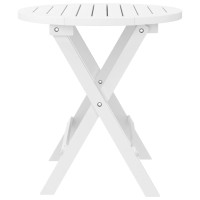 Produktbild för Hopfällbart trädgårdsbord vit Ø 46 cm massivt akaciaträ