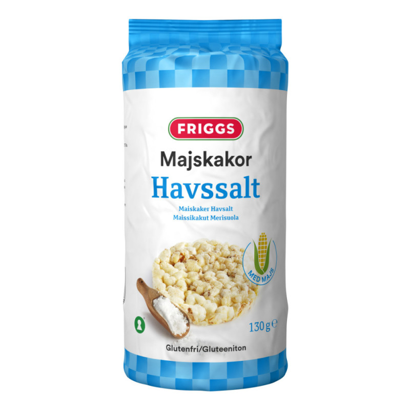 Produktbild för FRI MAJSKAKA130G HAVSSALT