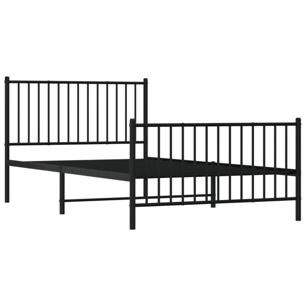 Produktbild för Sängram med huvudgavel och fotgavel svart metall 107x203 cm