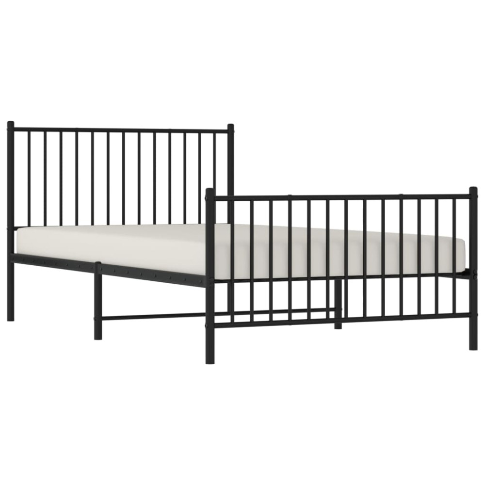 Produktbild för Sängram med huvudgavel och fotgavel svart metall 107x203 cm