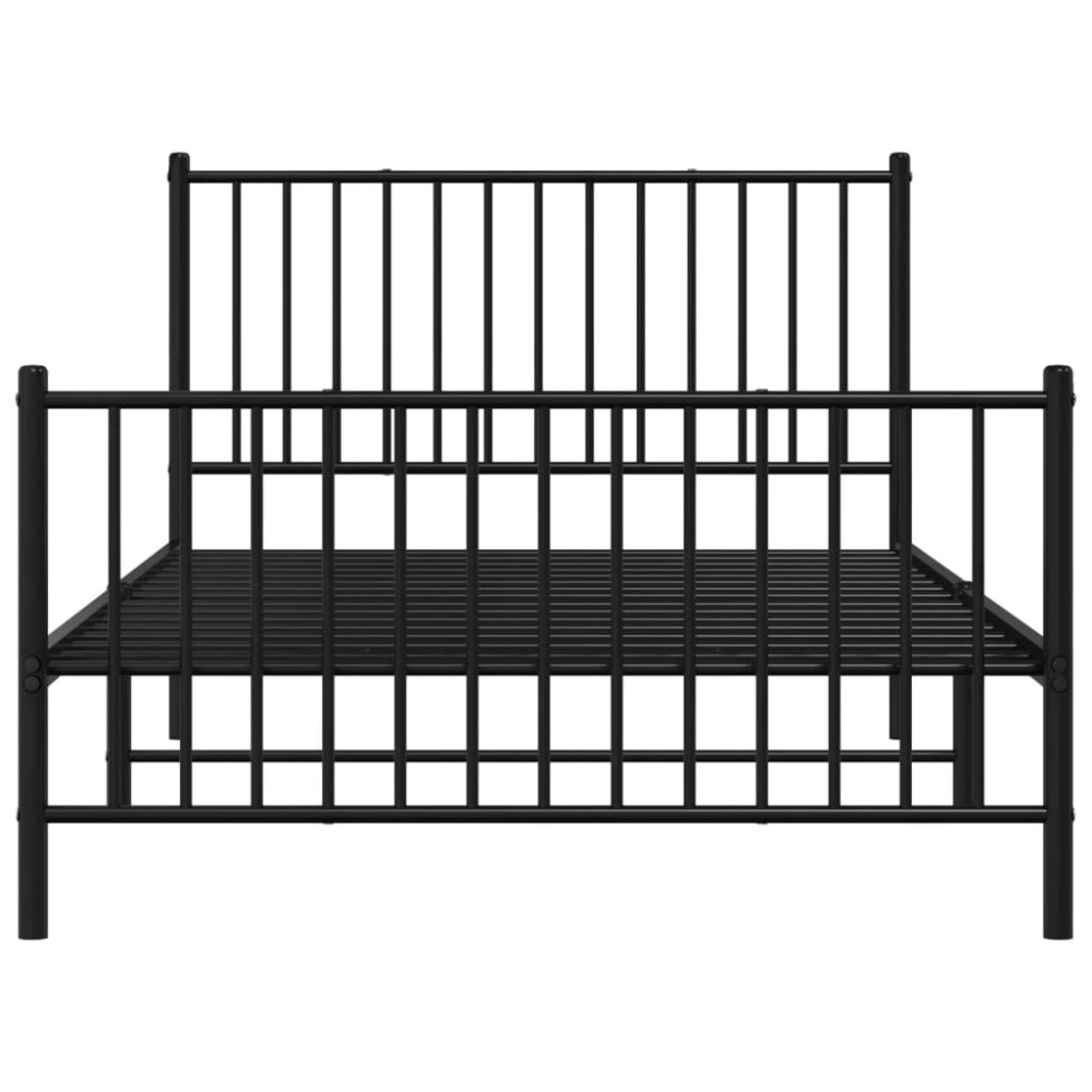 Produktbild för Sängram med huvudgavel och fotgavel svart metall 107x203 cm