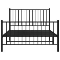 Produktbild för Sängram med huvudgavel och fotgavel svart metall 107x203 cm