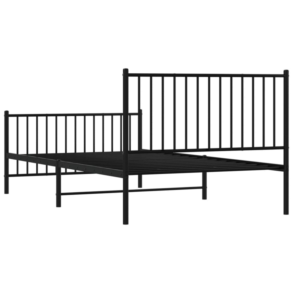 Produktbild för Sängram med huvudgavel och fotgavel svart metall 107x203 cm