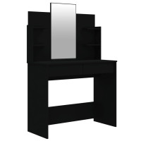 Produktbild för Sminkbord med spegel svart 96x40x142 cm