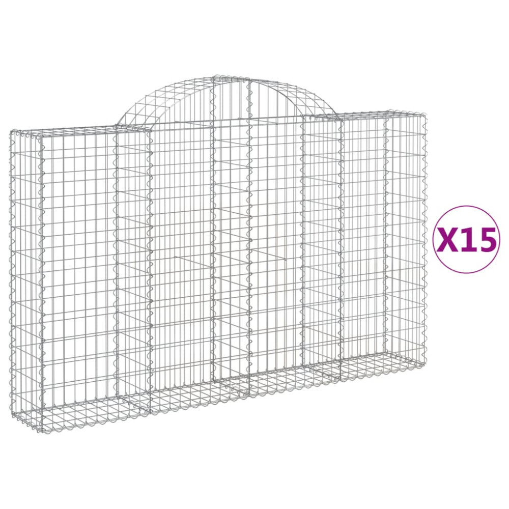 Produktbild för Gabioner bågformade 15 st 200x30x120/140 cm galvaniserat järn