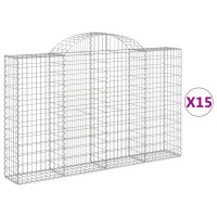 Produktbild för Gabioner bågformade 15 st 200x30x120/140 cm galvaniserat järn