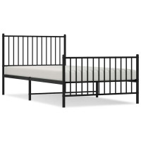 Produktbild för Sängram med huvudgavel och fotgavel svart metall 100x200 cm