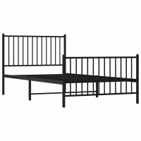 Produktbild för Sängram med huvudgavel och fotgavel svart metall 100x200 cm