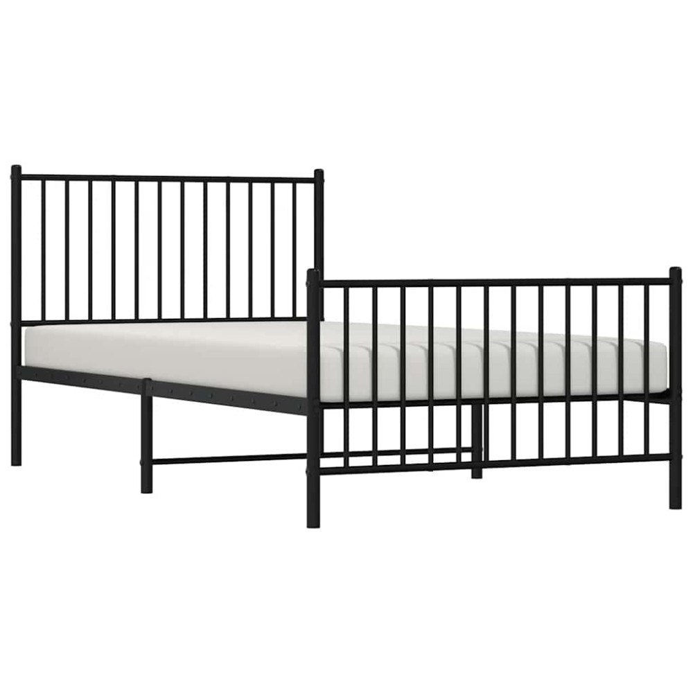 Produktbild för Sängram med huvudgavel och fotgavel svart metall 100x200 cm