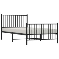 Produktbild för Sängram med huvudgavel och fotgavel svart metall 100x200 cm